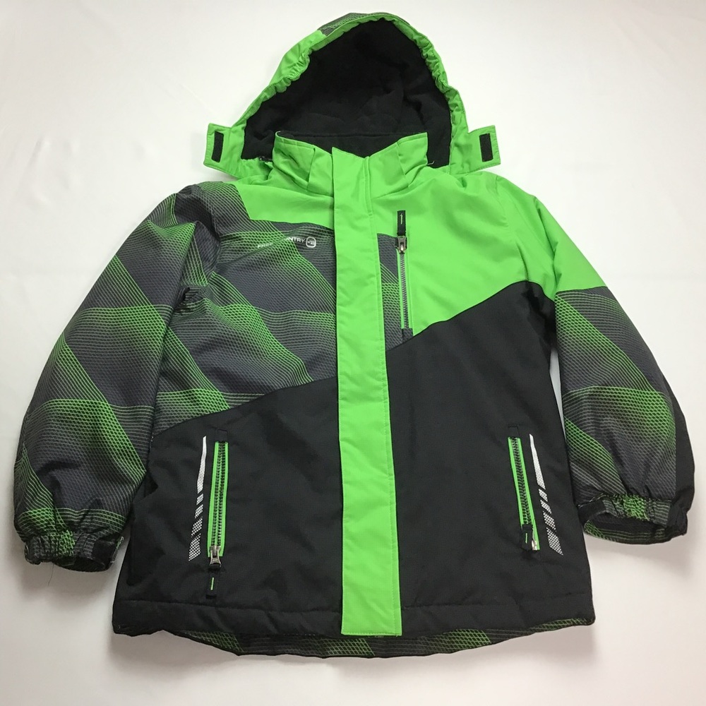 Free Country Boys Black and Green Winter Coat Size 10-12